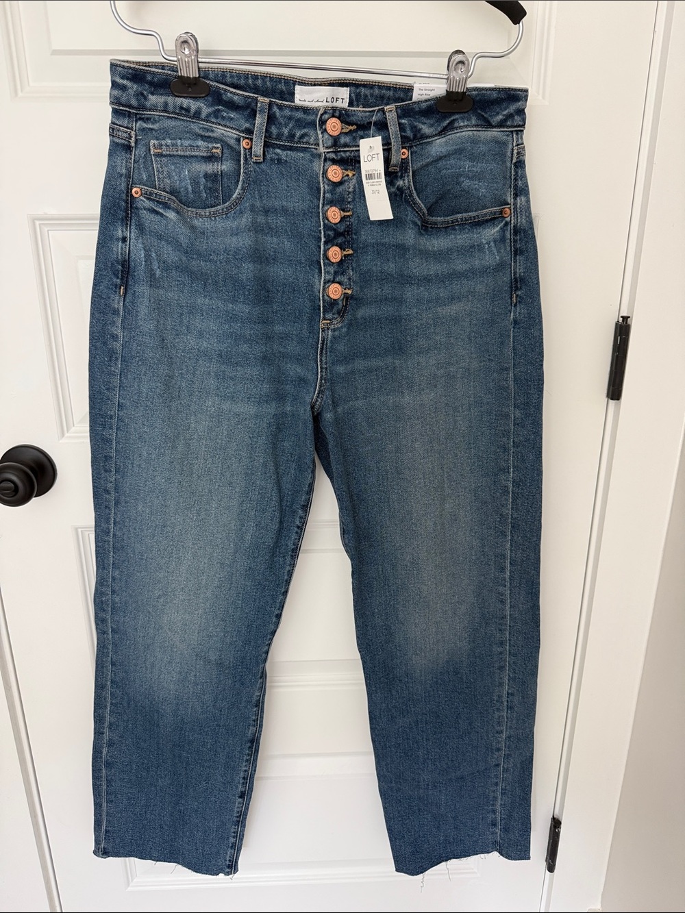 LOFT High-Rise Curvy Ankle Button-Fly Women’s Jeans — Medium Blue size 31/12